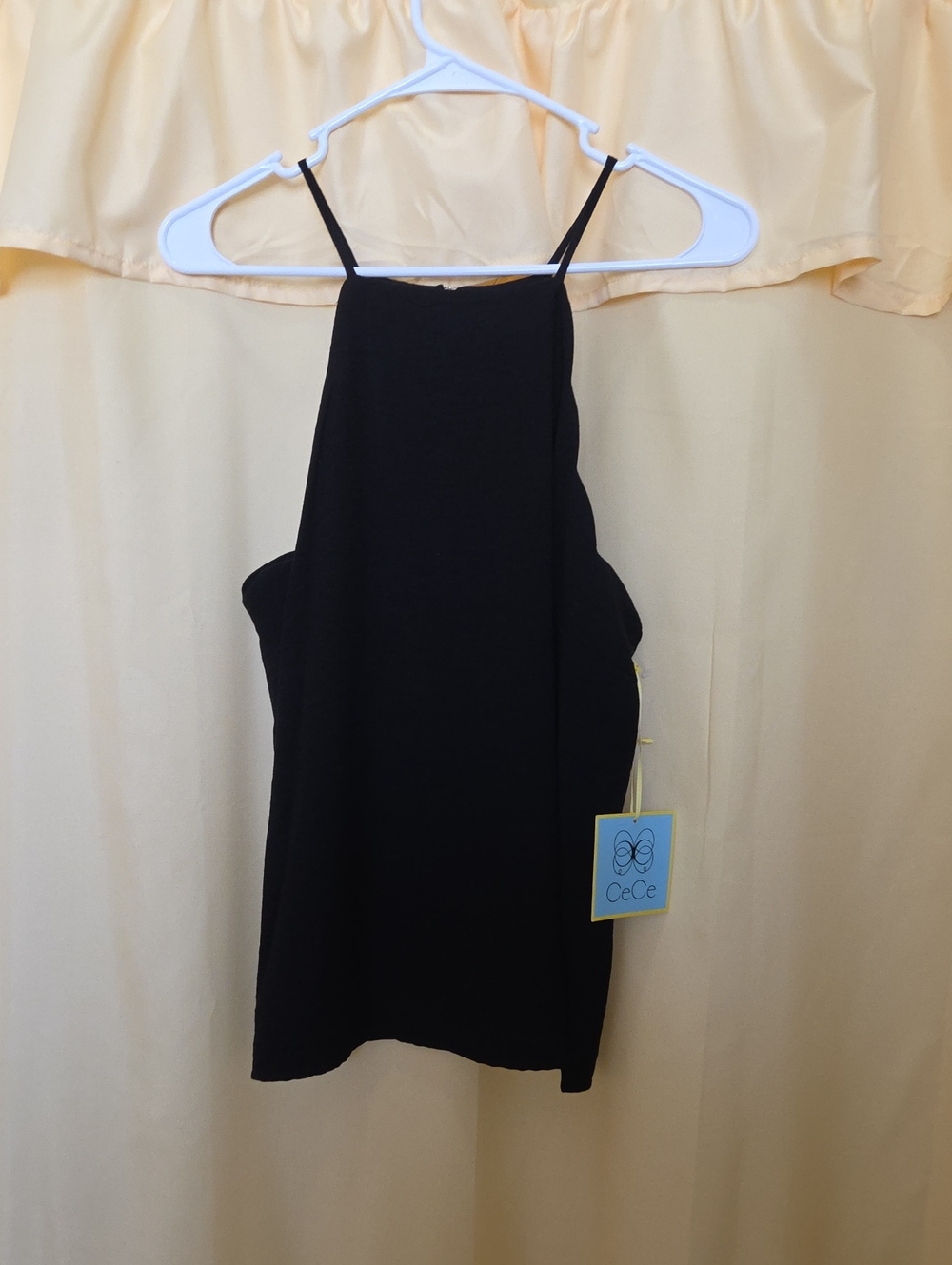 CeCe Black High-Neck Halter Tank